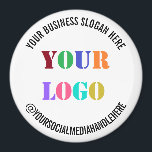 Aimant Logo de Custom Business<br><div class="desc">Logo Professionnel Promotionnel Social Media Name Entreprise Slogan Professional Personnalisé Timbre Cadeau - Ajouter Votre Logo - Image - Photo / Business Slogan - Tagline - Nom - Entreprise / Social Media Handle - Site Internet - Email - Téléphone - Coordonnées ! Redimensionner et déplacer ou supprimer et ajouter des...</div>
