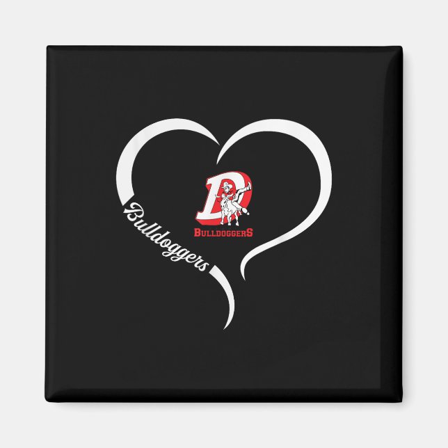 Aimant Logo de Dewey Bulldoggers Slogan demi-coeur (Devant)