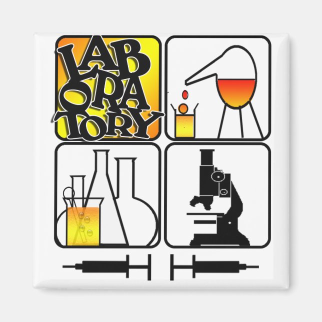 AIMANT LOGO DE LABORATOIRE 4 CARRÉS - ICONS DE LABORATOIR (Devant)