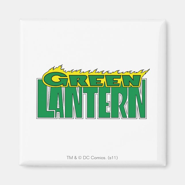 Aimant Logo de lanterne verte - Flammes jaunes (Devant)