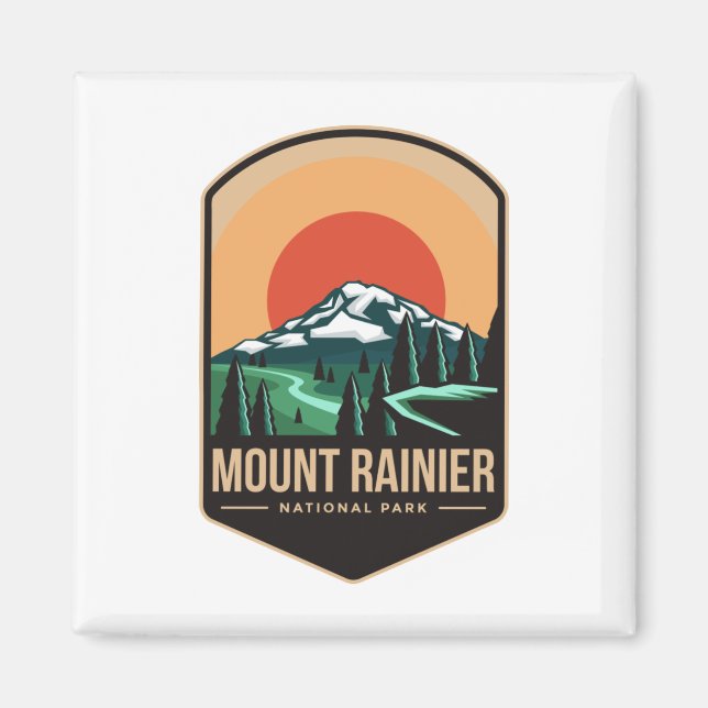 Aimant Logo de l'emblème du parc national du Mont-Rainier (Devant)