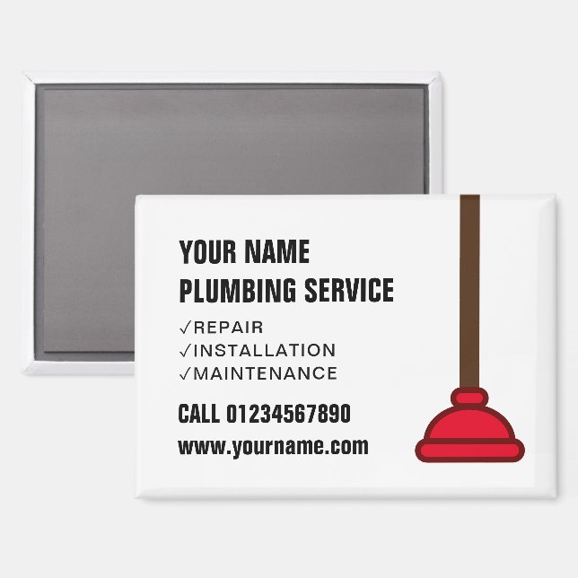 Aimant Logo de l'entreprise de services de plomberie à pl (Recto/Verso)