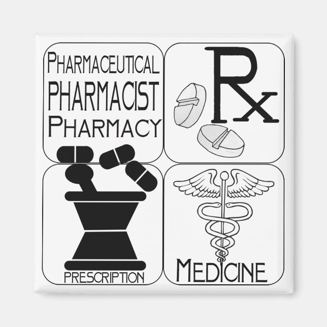 Aimant LOGO de pharmacien de pharmacie (Devant)
