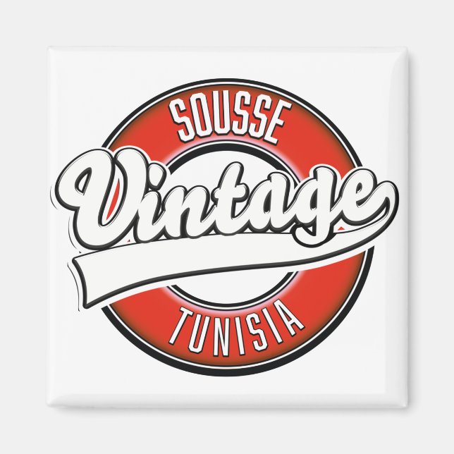 Aimant Logo de Sousse Tunisie style vintage (Devant)