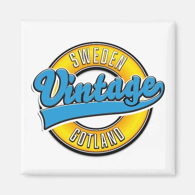 Aimant Logo de style vintage Gotland Suède (Devant)