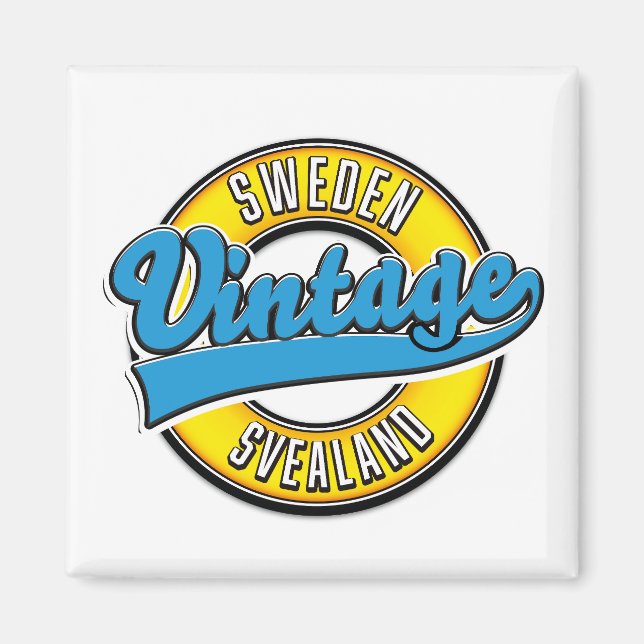 Aimant Logo de style vintage Svealand Suède (Devant)