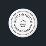 Aimant Logo d'entreprise rustique maison blanc personnali<br><div class="desc">Logo d'entreprise rustique fait maison sur mesure social simple aimant promotionnel avec nom d'entreprise dans un modèle minimaliste noir et blanc avec l'impression artisanale. Beau pour les cadeaux de marque pour les clients de pâtisserie et de boulangerie petite entreprise, employé de nourriture cadeau personnalisé et promotionnel, comme cadeaux personnalisés pour...</div>