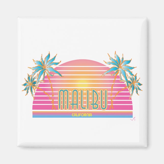 Aimant Logo du Cool Malibu-CA-Sun Palm Trees (Devant)