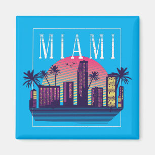 Aimant Logo élégant de Miami Florida Retro City