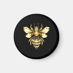 Aimant Logo Faux Gold Foil Bee Polygonal sur Noir