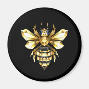 Aimant Logo Faux Gold Foil Bee Polygonal sur Noir