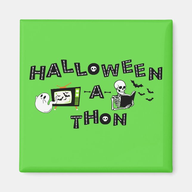 Aimant Logo Halloweenathon avec Sticker Skele (Devant)