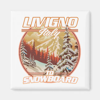 Aimant Logo Livigno italy Snowboard