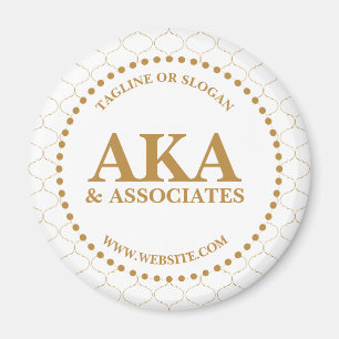 Aimant Logo Monogramme d'entreprise Trellis or blanc