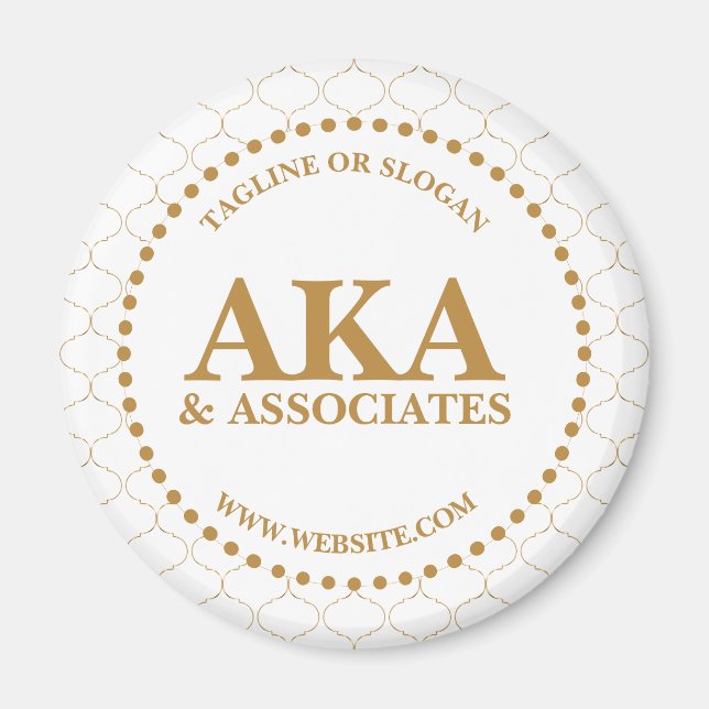 Aimant Logo Monogramme d'entreprise Trellis or blanc (Devant)