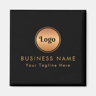 Aimant Logo Or & Texte Personnalisé Entreprise Marque