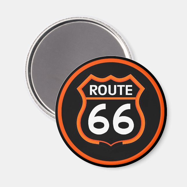 Aimant Logo Orange et Noir Route 66 (Recto/Verso)