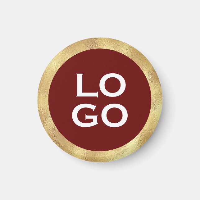 Aimant Logo personnalisé de l'entreprise avec cadre or en (Devant)