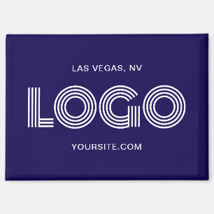 Aimant Logo rectangulaire moderne bleu foncé et blanc