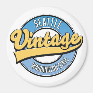 Aimant Logo rétro de Seattle Washington State.