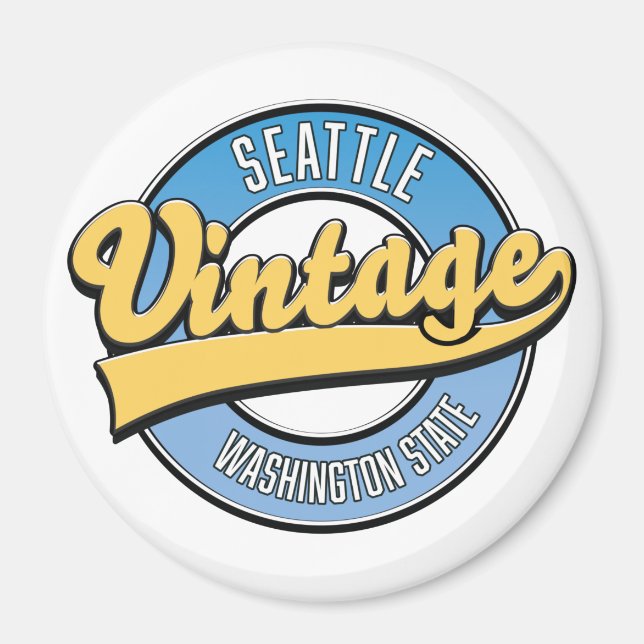 Aimant Logo rétro de Seattle Washington State. (Devant)