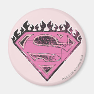 Aimant Logo rose de Supergirl avec des flammes
