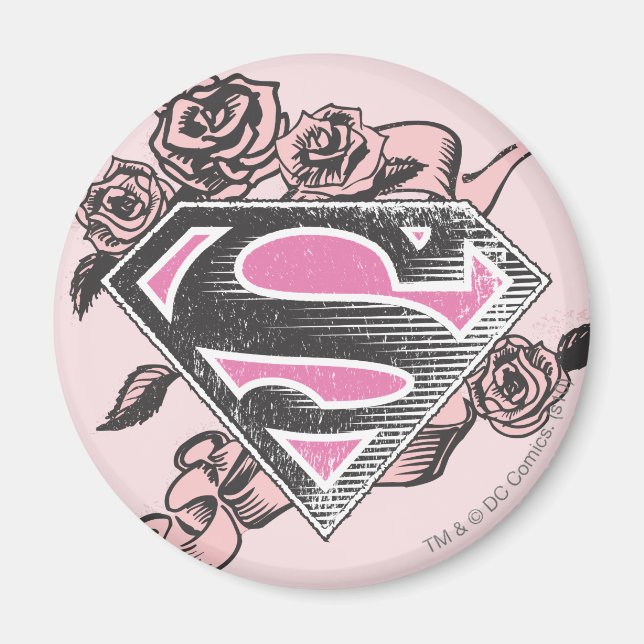 Aimant Logo Supergirl avec Rose (Devant)