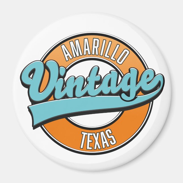 Aimant logo vintage d'Amarillo Texas (Devant)