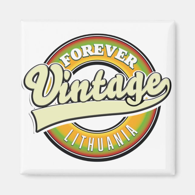 Aimant Logo vintage lituanien pour toujours. (Devant)