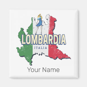 Aimant Lombardie Italie Région Rétro Carte Souvenir Vinta