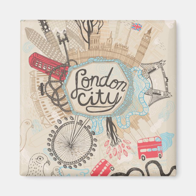 Aimant London City Doodle Art (Devant)