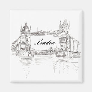 Aimant London Tower Bridge Black Ink Dessin classique