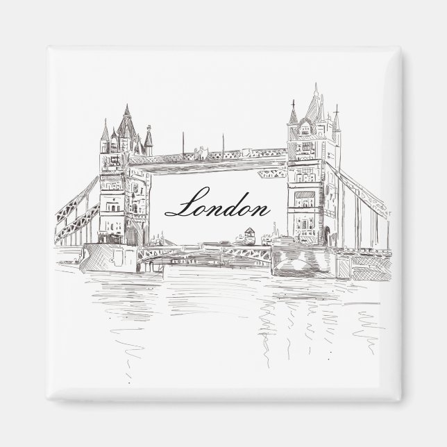 Aimant London Tower Bridge Black Ink Dessin classique (Devant)
