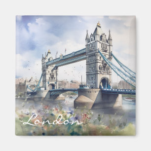 Aimant London Tower Bridge Travel Watercolor