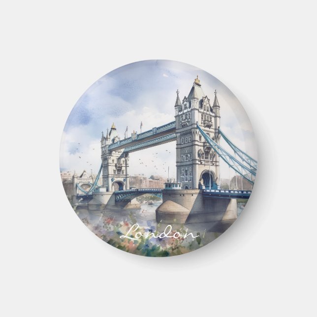 Aimant London Tower Bridge Travel Watercolor (Devant)