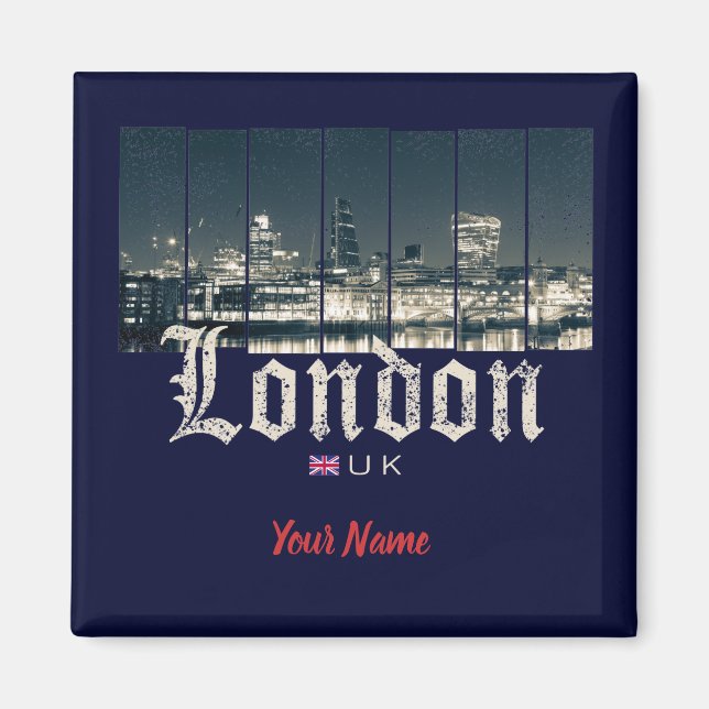 Aimant London Uk Skyline United Kingdom England vintage (Devant)