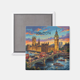 Aimant Londres Angleterre Voyage Art Vintage
