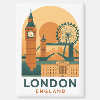 Aimant Londres Angleterre Voyage Vintage | Rétro