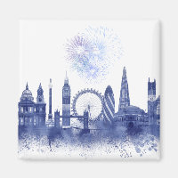 Londres Skyline - Aquarelle bleue