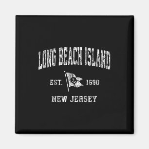 Aimant Long Beach Island New Jersey Nj Bateau Vintage Anc