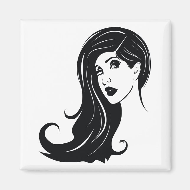 Aimant Long cheveux belle femme de la mode maquillage art (Devant)