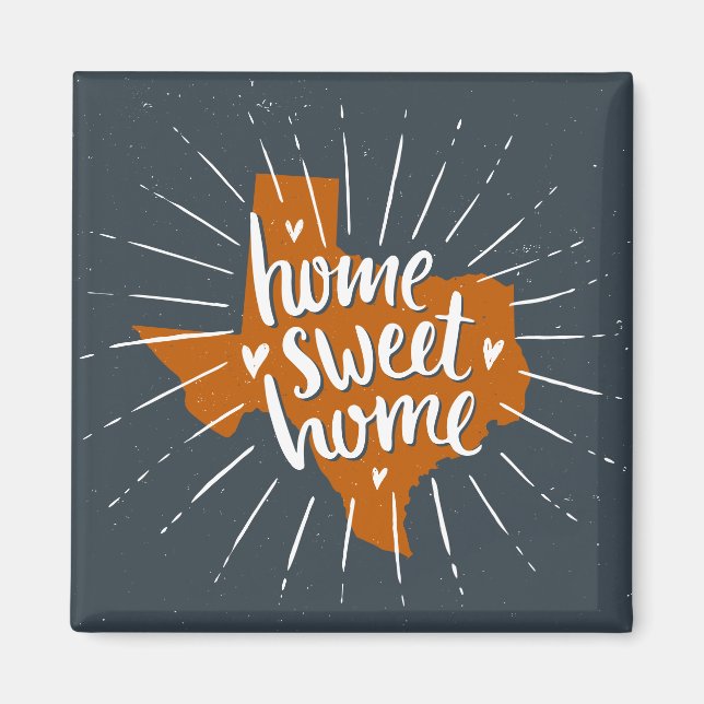 Aimant Longhorn Burnt Orange Home Sweet Home Texas (Devant)