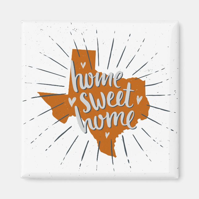 Aimant Longhorn Burnt Orange Home Sweet Home Texas (Devant)