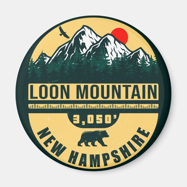 Aimant Loon Mountain NH - Souvenirs de ski Vintage rétro (Devant)