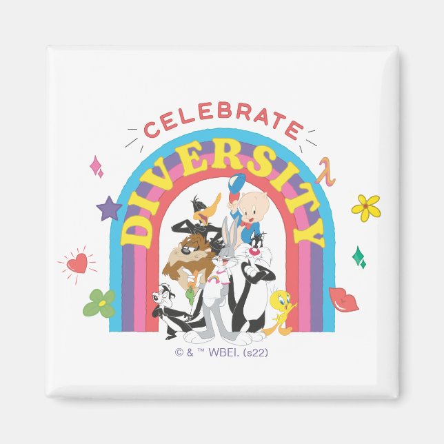 Aimant LOONEY TUNES™ - Celebrate Diversity Pride Arc-en-c (Devant)