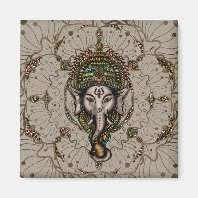 Aimant Lord Ganesha - Couleur sur toile (Devant)