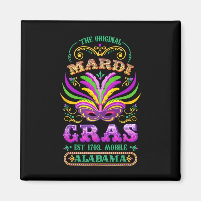 Aimant L'original Mardi Gras Mobile Alabyma 1703 (Devant)
