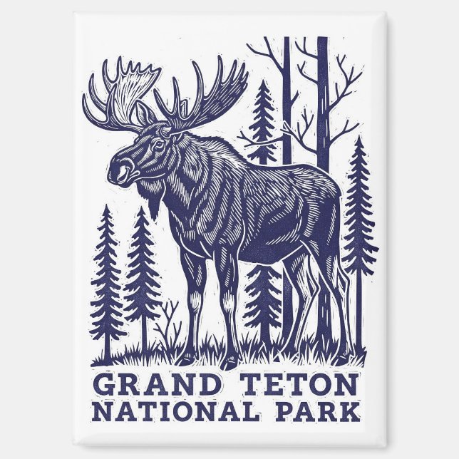 Aimant L'orignal dans le parc national de Grand Teton (Recto)