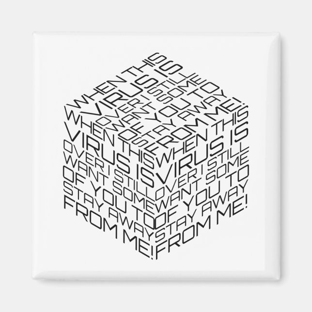 Aimant Lorsque ce virus sera terminé Cube de texte noir (Devant)