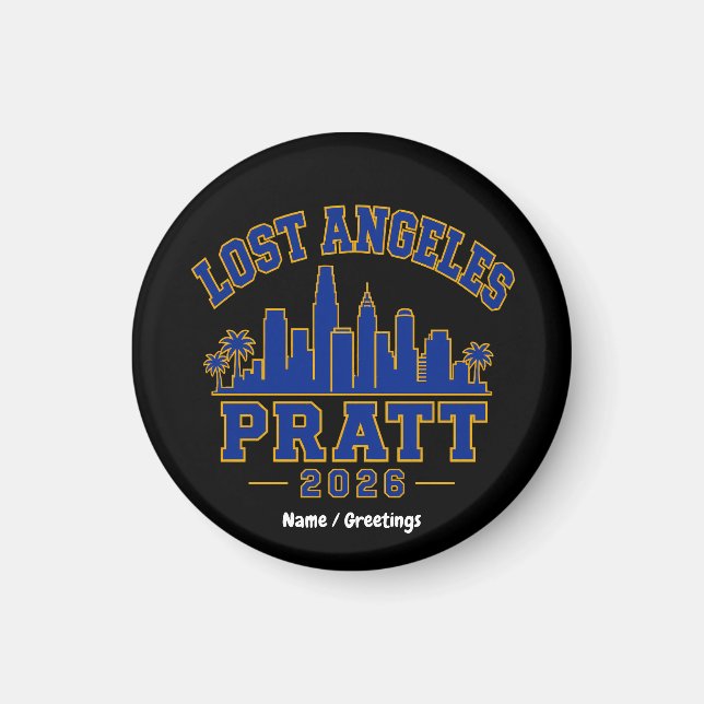 Aimant Lost Angeles Pratt 2026 Skyline Varsity Rétro Bleu (Devant)